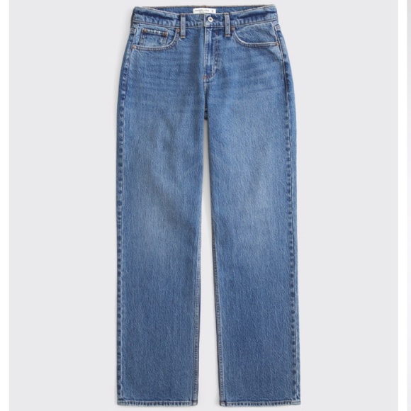 Abercrombie & Fitch Curve Love Mid Rise Baggy Jean Medium Wash - Picture 1 of 6